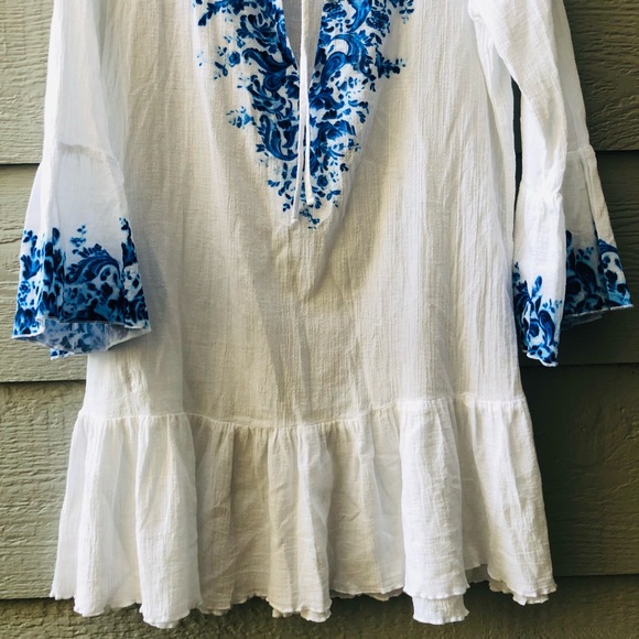 Ralph Lauren Blue Label boho long sleeved white and blue top size Small - Picture 5 of 14